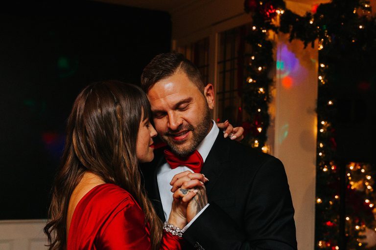 Bride and Groom first dance Cambridge Christmas Elopement Wedding Photographers