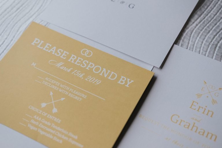 Wedding invitation that shows the RSVP